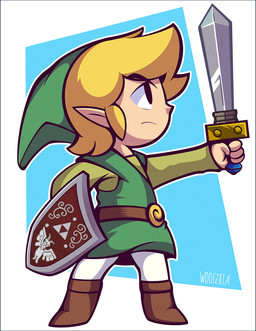 belt blonde_hair boots clothing footwear hair hat headgear headwear humanoid_pointy_ears legwear male melee_weapon not_furry pointy_ears shield shoes solo sword weapon woofzilla nintendo the_legend_of_zelda wind_waker toon_link humanoid hylian 2018 hi_res signature