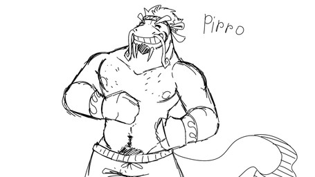 accessory anthro barbel_(anatomy) body_hair chest_hair clothed clothing facial_hair grin happy_trail headband male muscular muscular_male nipples pecs pubes scales smile solo text topless whiskers wristband zordykeaboo home_zomewhere_else pippo_(hze) amur_carp aquatic carp catfish cyprinid cypriniform fish hybrid koi typical_carp 16:9 hi_res monochrome sketch widescreen