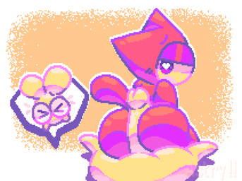 ambiguous_gender anthro blush bodily_fluids butt duo erection genitals heart_eyes heart_symbol hot_dogging humanoid_genitalia humanoid_penis looking_back male male/ambiguous penis sex shy simple_background sweat astryphied domestic_cat felid feline felis lagomorph leporid mammal rabbit digital_media_(artwork) hi_res pixel_(artwork)