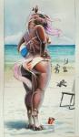 ambiguous_gender anthro bikini clothed clothing day detailed_background female female_focus group hair hooves outside pink_hair sand solo_focus standing swimwear two-piece_swimsuit siyah equid equine horse mammal 2019 hi_res