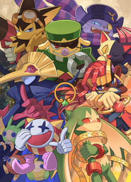 anthro blue_eyes cosmic_background eyewear eyewear_on_head female fur goggles goggles_on_head green_body green_fur group holding_object holding_ring holding_weapon kemono looking_at_viewer machine male red_eyes sky star starry_background starry_sky weapon young young_anthro young_male amber_graygamma bandai_namco klonoa_(series) garlen ghadius guntz janga joka_(klonoa) king_of_sorrow leorina tat_(klonoa) moo_(klonoa) robot 2024 hi_res