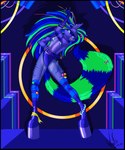 acidblue anthro blacklight clubbing clubkid dancing female solo huionkamvaspro22 woofiebrisbane canid canine hybrid mammal maned_wolf procyonid raccoon 5:6 digital_media_(artwork) paint_tool_sai_(artwork)