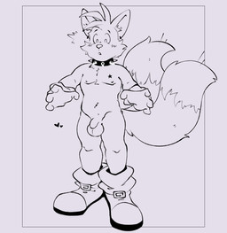 2_tails 4_fingers anthro balls belly chest_tuft choker clothing ear_piercing ears_up fingers footwear genitals gloves hair handwear heart_symbol jewelry male multi_tail navel necklace open_mouth penis piercing shocked shoes solo star tail tail_tuft tattoo tuft tufted_fur young young_anthro young_male leashedroark sega sonic_the_hedgehog_(series) miles_prower canid canine fox mammal red_fox true_fox digital_media_(artwork) hi_res sketch