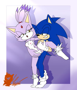 anthro balls breasts duo female from_behind_position genitals green_eyes hair hero lidded_eyes male male/female nipples nude on_one_leg ponytail princess raised_leg royalty sex small_breasts smile standing standing_sex tiptoes yellow_eyes meyk sega sonic_the_hedgehog_(series) blaze_the_cat sonic_the_hedgehog absurd_res hi_res