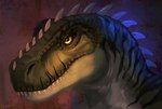 anthro male scales solo spikes spikes_(anatomy) striped_body stripes yellow_eyes dimonis rocco_(tallion) dinosaur prehistoric_species reptile scalie theropod tyrannosaurid tyrannosauroid tyrannosaurus tyrannosaurus_rex hi_res