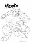 camel_toe clothed clothing female musclegut muscular muscular_female slightly_chubby solo neko_no_hito bloody_roar konami mitsuko_the_boar domestic_pig mammal suid suina sus_(pig) wild_boar hi_res monochrome