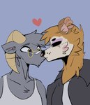 anthro blush clothed clothing cute_pose duo fur hair lgbt_pride logi_(darkplayers) love male male/male max_goat_(darkplayers) simple_background darkplayers bear bovid caprine goat mammal digital_media_(artwork)