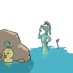 anthro blush clothing female hair hand_on_hip hat headgear headwear red_hair rock rubber_duck simple_background solo water water_droplets wet wet_body white_background 4chan_anon unknown_artist disney mythology the_ballad_of_nessie nessie_(disney) loch_ness_monster mythological_creature 1:1 2012 hi_res