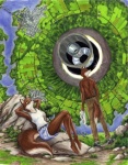 anthro bernal_sphere duo female inside male megastructure orbital_habitat outside science_fiction space tail brian_edwards niffad canid canine mammal