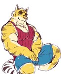 anthro clothing fur male muscular muscular_anthro muscular_male solo istani morenatsu torahiko_(morenatsu) felid mammal pantherine tiger 2021 hi_res