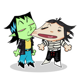 belt biped bite biting_another biting_cheek biting_face biting_partner black_belt black_boots black_bottomwear black_clothing black_eyes black_footwear black_hair black_pants boots bottomwear breasts button_(fastener) cheek_bite chibi clothed clothing dot_eyes duo eyebrows eyelashes face_bite facial_hair female fingers footwear glistening glistening_eyes glistening_hair green_arms green_body green_chest green_ears green_face green_hands green_nose green_skin grey_hair hair handpaw jacket leather leather_clothing leather_jacket leather_topwear looking_at_another male male/female mustache not_furry open_mouth orange_clothing orange_shirt orange_topwear pants pattern_clothing pattern_shirt pattern_topwear paws pink_teeth pointy_ears pointy_nose pupils red_button red_eyes sharp_teeth shirt shoes simple_background simple_eyes slit_pupils smile squinted_eyes stretched_eyes stretched_face stretched_mouth stretching_face striped_clothing striped_shirt striped_topwear stripes teeth topwear whiskers white_background white_belt white_boots white_clothing white_footwear plentyofsoup cartoon_network gorillaz powerpuff_girls ace_(powerpuff_girls) noodle_(gorillaz) human humanoid mammal 1:1 digital_drawing_(artwork) digital_media_(artwork) hi_res