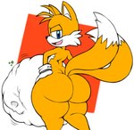 2_tails abdominal_bulge anthro anthro_pred belly bent_leg big_belly big_butt black_nose blue_eyes bone bubble_butt butt cheek_tuft chest_tuft clothing digestion dipstick_tail facial_tuft fatal_vore femboy fully_inside fur girly_pred gloves half-closed_eyes hand_on_hip handwear head_tuft head_turned huge_belly huge_butt huge_hips huge_thighs imprint looking_at_viewer looking_back male male_pred markings motion_lines multi_tail multicolored_body multicolored_fur narrowed_eyes nude open_mouth orange_body orange_fur raised_leg rear_view rumbling_stomach skull small_waist smile smiling_at_viewer smug solo tail tail_markings thick_thighs tongue tuft two_tone_tail vore white_belly white_body white_fur wide_hips spaghettiz sega sonic_the_hedgehog_(series) miles_prower canid canine fox mammal digital_media_(artwork)