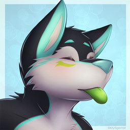 anthro countershading eyes_closed green_tongue male smile solo tongue tongue_out mytigertail canid canine canis domestic_dog mammal 1:1 2015 signature