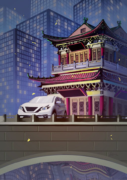 ambiguous_feral ambiguous_gender blue_eyes building car china chinese_architecture city city_background cityscape feral house machine modern_architecture not_furry outside solo urban vehicle eibvdy living_car living_machine living_vehicle hi_res signature