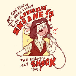 ambiguous_gender anthro brown_hair clothing collared_shirt electronics eyewear glasses hair holding_microphone holding_object microphone shirt simple_background solo text topwear white_background white_body white_ears yelling bonnie_guerra lagomorph leporid mammal rabbit 1:1 english_text hi_res