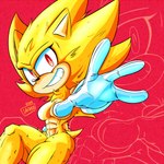 abs anthro big_breasts breasts crossgender featureless_breasts female mtf_crossgender muscular muscular_anthro muscular_female solo thick_thighs wide_hips accurateaction sega sonic_the_hedgehog_(series) sonic_the_hedgehog super_sonic 1:1 absurd_res hi_res