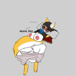 anthro areola areola_outline beanie big_breasts blush blushing_profusely bottomwear breasts bubble butt clothed clothing drunk drunk_bubble exposed_breasts eyewear female fur genitals glasses hair hat headgear headwear hoodie huge_breasts jacket lixian_azernia looking_at_viewer lying nipples on_back partially_clothed pillow pink_nipples profanity round_glasses simple_background smile solo spread_legs spreading substance_intoxication tail teasing teasing_viewer text thick_thighs tongue tongue_out topwear vulva white_body white_fur yellow_body yellow_fur mzzrlaraz canid canine fox mammal 1:1 digital_media_(artwork) english_text hi_res