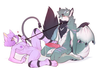 animal_genitalia animal_penis anthro anthro_on_anthro areola balls bodily_fluids breasts canine_genitalia canine_penis collar cum cum_in_vagina cum_inside cum_on_penis cybernetics dominant dominant_female duo female genital_fluids genitals glistening knot leash leash_pull machine male male/female nipples nude penis simple_background vulva white_background shoguru jukebox_(cake) cyborg felid feline felis mammal sand_cat absurd_res hi_res
