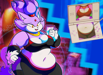 anthro belly container cup eyelashes female forehead_gem gem glass glass_container glass_cup hair hand_on_hip ice ice_cube jewelry navel necklace necklace_only nude overweight overweight_anthro overweight_female poking poking_stomach ponytail solo stylus tail water workout_clothing nobody-64 nintendo nintendo_ds nintendo_ds_family sega sonic_the_hedgehog_(series) blaze_the_cat domestic_cat felid feline felis mammal animated short_playtime