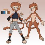 anthro barefoot bottomwear clothing feet female genitals nipples nude pants pussy smile solo teeth hexecat fan_character molly_(hexecat) haplorhine mammal monkey primate 1:1 absurd_res hi_res model_sheet