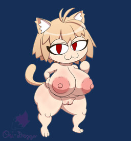 areola big_areola big_breasts big_butt big_nipples blush body_blush breasts butt eyelashes female genitals huge_areola huge_breasts huge_butt nipples nude plump_labia puffy_areola short_stack thick_thighs vulva ori-doggo tsukihime type-moon neco-arc felid feline mammal absurd_res alpha_channel hi_res
