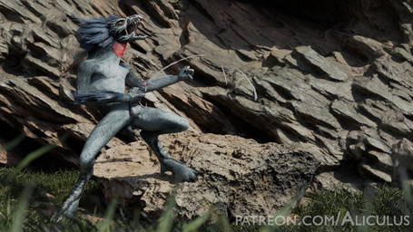 anthro balls bodily_fluids cum ejaculation genital_fluids genitals holding_penis humanoid_genitalia humanoid_penis male orgasm orgasm_face outside penis solo standing aliculus halo_(series) microsoft xbox_game_studios alien kig-yar monster scalie t'vaoan 16:9 4k absurd_res hi_res widescreen