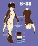 anthro biped black_nipples black_nose black_pussy blue_eyes breasts brown_body brown_fur female fur genitals nipples nude pussy solo standing tan_body tan_fur text ivory-raven sable_(ivory-raven) mammal mustelid otter english_text model_sheet