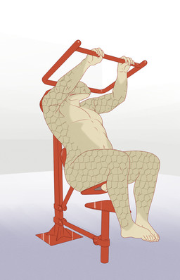 anthro ballbusting balls bdsm bondage bound cock_and_ball_torture exercise genital_torture genitals gym machine male nude nude_workout pain pecs predicament_bondage slightly_chubby solo workout 9x9 blue-tongued_skink lizard reptile scalie skink tiliqua_rugosa hi_res