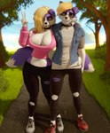 anthro big_breasts blonde_hair breasts cleavage clothed clothing duo eyewear female fur gesture glasses hair hand_gesture huge_breasts looking_at_viewer male multicolored_body multicolored_fur purple_body purple_fur smile two_tone_body two_tone_fur v_sign white_body white_fur morethreedee dean_(drako1997) diane_(drako1997) border_collie canid canine canis collie domestic_dog herding_dog mammal pastoral_dog sheepdog 3d_(artwork) digital_media_(artwork) hi_res brother_(lore) brother_and_sister_(lore) sibling_(lore) sister_(lore)