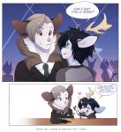 antlers bar chibi clothed clothing duo heart_symbol horn inside male necktie suit text sioteru erik_d'javel sio_o'connor aye-aye deer lemur mammal primate strepsirrhine digital_media_(artwork) english_text shaded url