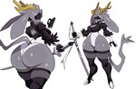 anthro antlers big_butt blindfold breasts butt cleavage clothed clothing cosplay crossover_cosplay female fingers holding_melee_weapon holding_object holding_sword holding_weapon horn huge_butt melee_weapon simple_background solo sword tail thick_thighs weapon white_background cyberlord1109 nier_automata platinumgames pseudoregalia sybil_(pseudoregalia) yorha_2b bovid caprine goat jackalope lagomorph mammal 2023 absurd_res crossover hi_res