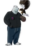 anthro bottomwear clothing gloves hand_on_shirt handwear happy male pants smile solo ojisan_mopy accipitrid accipitriform avian bear bird eagle mammal polar_bear sea_eagle steller's_sea_eagle ursine 3:4 hi_res