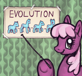 chart cutie_mark evolution_chart eyelashes female feral green_eyes hair pink_hair smile solo tape bimtimtom friendship_is_magic hasbro mlp_g1 mlp_g2 mlp_g3 mlp_g4 my_little_pony my_little_pony_(2003) cheerilee_(mlp) earth_pony equid equine horse mammal pony hi_res