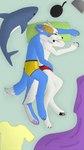 anthro blue_body boxer_briefs briefs clothing cuddling duo eyes_closed fur hand_on_bulge horn lying male male/male on_side pawpads paws pillow plushie red_clothing red_underwear sleeping sleeping_together smile spooning underwear white_body yellow_clothing yellow_underwear ikea blahaj mishcat szneqz canid canine canis hybrid mammal wolf 2022 9:16 digital_drawing_(artwork) digital_media_(artwork) hi_res