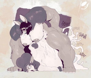 4_toes 5_fingers abs ahegao alternative_fashion anthro anthro_on_anthro anthro_penetrated anthro_penetrating anthro_penetrating_anthro areola armpit_hair ass_up back_boob bent_over biceps big_areola big_breasts big_ears big_muscles black_eyeshadow black_fingernails black_hair black_nails black_nipples black_penis bodily_fluids body_hair bottomless breasts breath cleavage clothed clothing collar colored_nails cum cum_inflation cum_inside deltoids dominant duo excessive_cum excessive_genital_fluids eye_roll eyebrows eyelashes eyeshadow feet female female_anthro female_penetrated fingernails fingers flexing from_behind_position fucked_silly fur genital_fluids genitals goth gynomorph gynomorph/female gynomorph_anthro gynomorph_penetrating gynomorph_penetrating_female hair hair_over_eye hand_on_butt hanging_breasts huge_breasts huge_muscles hyper hyper_genitalia inflation intersex intersex/female intersex_anthro intersex_penetrating intersex_penetrating_female larger_dom larger_gynomorph larger_intersex leapfrog_position logo looking_pleasured makeup monotone_background mostly_nude muscular muscular_anthro muscular_gynomorph muscular_intersex nails nipples nude one_eye_obstructed pecs pecs_with_breasts penetration penis profanity sex simple_background size_difference skimpy smaller_female speech_bubble spread_legs spreading studded_collar studs sweat text thick_thighs toes tongue tongue_out peculiart ruth_(peculiart) sundae_(sydak) bovid caprine hare lagomorph leporid mammal sheep 2023 artist_logo digital_media_(artwork) english_text hi_res