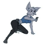 anthro belt boots bottomwear clothed clothing crouching female footwear fully_clothed gesture gun hand_gesture handgun kneeling pistol pointing pointing_gun pouch_(clothing) ranged_weapon shoes simple_background solo topwear weapon white_background muddy_(artist) lyra_(muddy) felid feline lynx mammal absurd_res colored_sketch digital_media_(artwork) graphite_(artwork) hi_res mixed_media sketch traditional_media_(artwork)