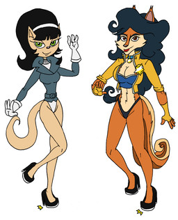 4_fingers 5_fingers anthro arm_out bare_legs bedroom_eyes belt black_clothing black_footwear black_high_heels black_nose black_shoes black_thong black_underwear blue_bra blue_clothing blue_collar blue_eyebrows blue_hair blue_underwear bra breasts brown_body brown_fur brown_tail cleavage clothed clothing coat collar cropped_jacket dance_shoes dancewear dancing duo emanata eyebrows eyelashes female fingerless_gloves fingers fluffy fluffy_hair footwear fur gesture glistening glistening_nose gloves green_eyes grey_clothing grey_coat grey_topwear hair handwear high_heels highleg highleg_panties highleg_underwear jacket lipstick makeup multicolored_body multicolored_fur multicolored_tail narrowed_eyes orange_body orange_fur orange_tail panties red_eyes red_lipstick seductive shoes simple_background sports_bra star_(shape) sweater tail tan_body tan_fur tan_tail tap_dancing tap_shoes thong topwear two_tone_body two_tone_fur underwear waving waving_at_viewer white_background white_clothing white_hairband white_panties white_sweater white_topwear white_underwear yellow_clothing yellow_emanata yellow_jacket_(clothing) yellow_topwear doctor-awkward nickelodeon sly_cooper_(series) sony_corporation sony_interactive_entertainment sucker_punch_productions t.u.f.f._puppy carmelita_fox kitty_katswell canid canine domestic_cat felid feline felis fox mammal 2014 hi_res