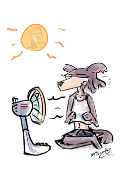 anthro clothed clothing electric_fan electronics eyes_closed female hot_weather national_flags raised_clothing raised_shirt raised_tank_top raised_topwear shirt solo sun tank_top thailand topwear mr.foxman beastars juno_(beastars) canid canine canis mammal wolf 2:3 hi_res