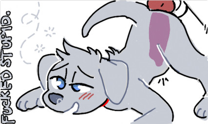 abdominal_bulge anal anal_penetration animal_genitalia animal_penis anthro ass_up blue_eyes canine_genitalia canine_penis collar dizzy duo from_behind_position fucked_silly fur genitals grey_body grey_fur knot knotted_penis male male/male penetration penis red_collar sex young young_anthro young_male young_penetrated binkybnuuy jamie_(binkybnuuy) canid canine canis domestic_dog mammal weimaraner 5:3 digital_media_(artwork) oekaki pawprint.ing_(artwork)