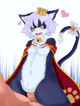 accessory anthro anthro_focus anthro_penetrated big_penis blue_body blue_fur blush breasts brown_eyes cloak clothing cowgirl_position cute_fangs erection faceless_character faceless_human faceless_male fangs female female_focus female_penetrated from_front_position fur furgonomics genitals grey_hair hair human_on_anthro human_penetrating human_penetrating_anthro interspecies looking_down male male/female male_penetrating male_penetrating_female monster_girl_(genre) on_bottom on_top penetration penis red_cloak red_clothing sex small_breasts solo_focus tail tail_accessory tan_body tan_penis tan_skin teeth white_body white_fur yellow_eyes megane_inu monster_girl_encyclopedia cait_sith_(mge) domestic_cat felid feline felis human mammal hi_res
