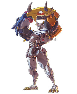 armor blush headgear helmet humor kissing knight male solo tongue tongue_out warrior shinjishoutmon bandai_namco digimon digimon_(species) omnimon hi_res