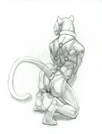 accessory anthro athletic athletic_anthro athletic_male balls butt crouching furgonomics genitals harness jewelry kneeling looking_away male nude rear_view ring simple_background solo tail tail_accessory tail_jewelry tail_ring hibbary felid mammal pantherine 2021 full-length_portrait greyscale monochrome portrait sketch