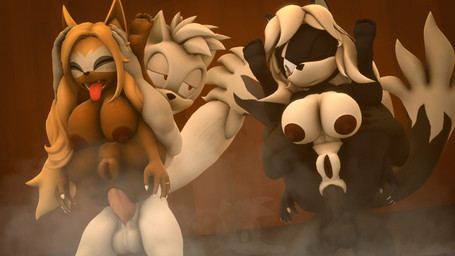 ahegao anal anal_penetration anthro balls black_body black_fur breasts brown_body brown_skin digit_ring exposed feet female foursome full_nelson full_nelson_(legs_held) fur genitals group group_sex humanoid_feet humanoid_genitalia humanoid_penis jewelry legs_up looking_at_another looking_pleasured male male/female nude one_eye_closed penetration penis plantigrade ring sauna sauna_sex sex spread_legs spreading vulva wedding_ring white_body white_fur juicyducksfm idw_publishing sega sonic_forces sonic_the_hedgehog_(comics) sonic_the_hedgehog_(idw) sonic_the_hedgehog_(series) adam_(juicyducksfm) fan_character infinite_(sonic) natasha_(mrfrenchyjackal) whisper_the_wolf canid canine canis jackal mammal wolf 16:9 3d_(artwork) digital_media_(artwork) hi_res source_filmmaker_(artwork) widescreen