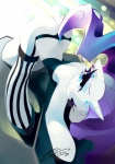 anthro anthrofied blue_eyes butt cloth clothing female hair high-angle_view horn purple_hair raised_tail rock solo tail underwear iopichio friendship_is_magic hasbro my_little_pony mythology rarity_(mlp) tom_(mlp) equid equine mammal mythological_creature mythological_equine unicorn 2012 hi_res signature