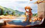 16:10 2018 anthro bathing biped breasts brown_hair building casual_nudity chest_tuft colored conditional_dnp countershading detailed_background digitigrade eyes_closed featureless_breasts felid female fence flora_(twokinds) fur hair hi_res keidran kneeling mammal multicolored_body multicolored_fur nude orange_body orange_fur outside pantherine partially_submerged plant pond shower showering skinny_dipping small_breasts smile solo sound_effects striped_body striped_fur stripes tail text tiger tom_fischbach tree tuft twokinds url wet white_body white_fur widescreen