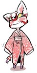 anthro asian_clothing barefoot big_head blue_eyes blush blush_stickers clothed clothing dipstick_tail east_asian_clothing eyebrows feet front_view fully_clothed fur inner_ear_fluff japanese_clothing kimono leg_markings looking_at_viewer male markings mouth_closed multicolored_body multicolored_fur pink_clothing pink_kimono purple_body purple_fur red_body red_fur shadow simple_background socks_(marking) solo standing tail tail_markings toes tuft white_background white_body white_fur yellow_sclera unknown_artist animal_crossing nintendo kabuki_(animal_crossing) domestic_cat felid feline felis mammal cel_shading digital_media_(artwork) full-length_portrait portrait shaded