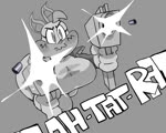 anthro big_breasts bone breasts bullet dual_wielding fangs female gun holding_gun holding_object holding_ranged_weapon holding_weapon ranged_weapon skull solo submachine_gun teeth text uzi weapon vimhomeless sophie_slam mammal 2018 2d_animation 5:4 animated monochrome motion_tweening short_playtime sound webm