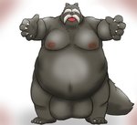 anthro balls belly big_balls blush facial_hair genitals huge_balls humanoid_hands hyper hyper_balls hyper_genitalia kemono male moobs mustache nipples obese obese_anthro obese_male overweight overweight_anthro overweight_male simple_background solo mametanu_tanuki nurarihyon_no_mago inugami_gyoubu_(nurarihyon_no_mago) canid canine mammal raccoon_dog tanuki 2020 absurd_res hi_res