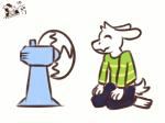 3_toes 4_fingers anthro clothed clothing electric_fan eyes_closed feet fingers fully_clothed fur long_ears male oscillating_fan simple_background smile solo toes white_background white_body white_fur young young_anthro ventkazemaru undertale undertale_(series) asriel_dreemurr boss_monster_(undertale) bovid caprine mammal 2017 2d_animation 4:3 animated frame_by_frame short_playtime