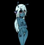 anthro breasts crossed_arms female medium_breasts navel nipples nude pubes slim slim_female solo plagueofgripes third-party_edit samurai_jack bue_(character) alien emoji_(race) 2017 alpha_channel color_edit colored digital_media_(artwork) hi_res nude_edit